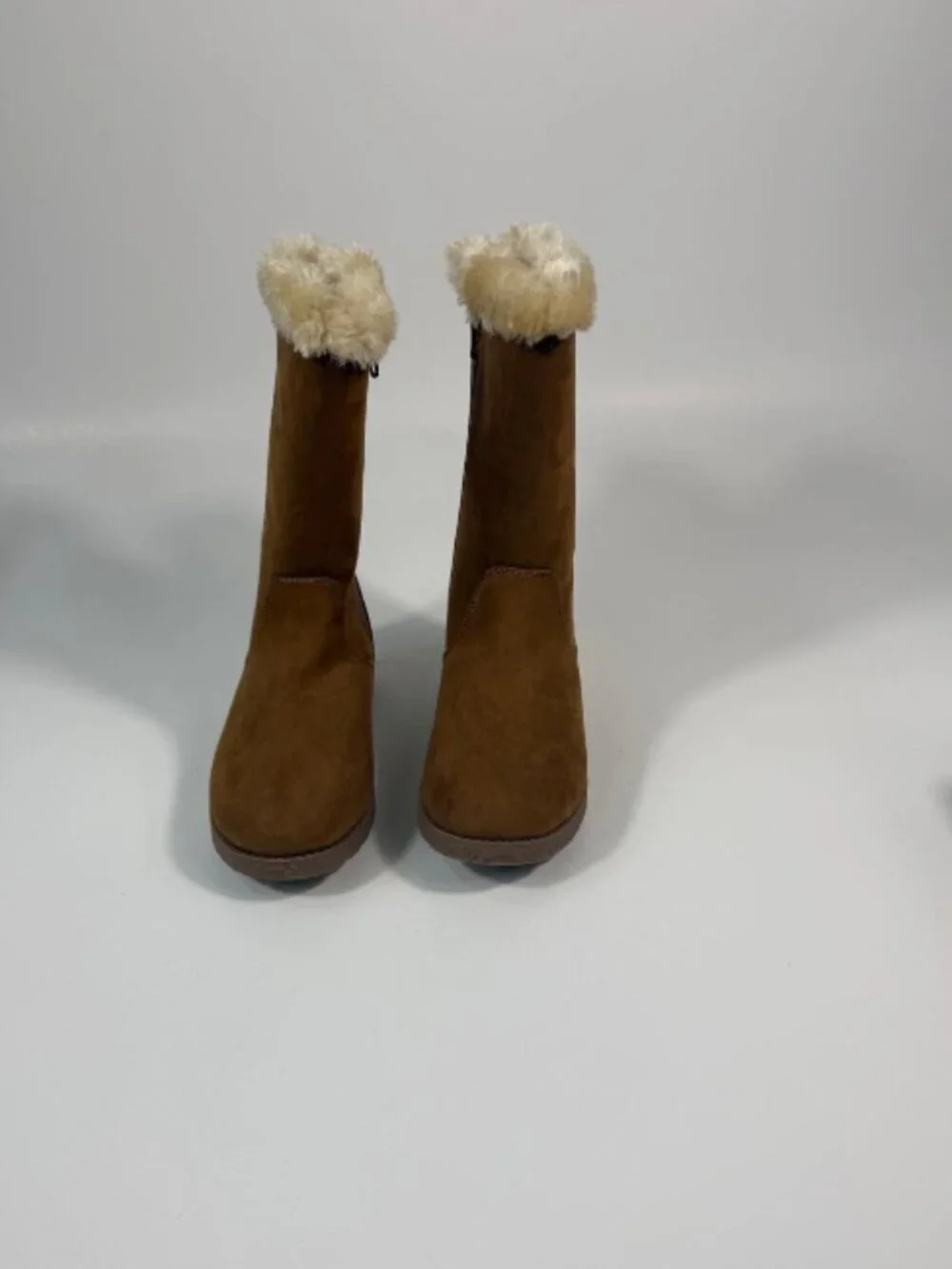 Girls' Nina Zipper Winter Shearling Style Boots - Cat & Jack Cognac 4